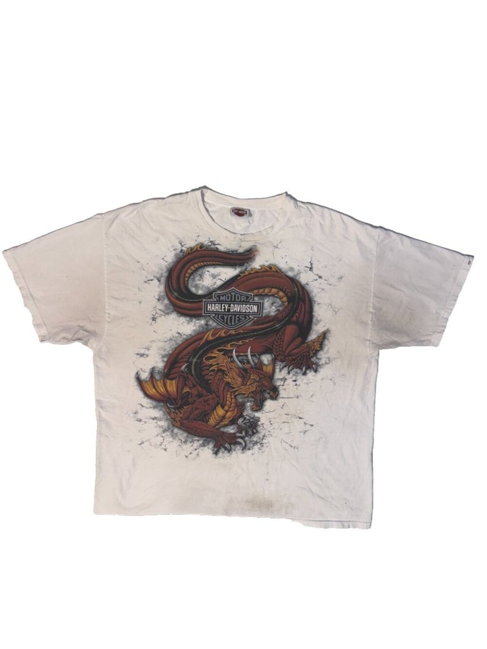 Vintage Harley Davidson Motorcycles Red Dragon AOP Tshirt Smoky Mountain 2XL